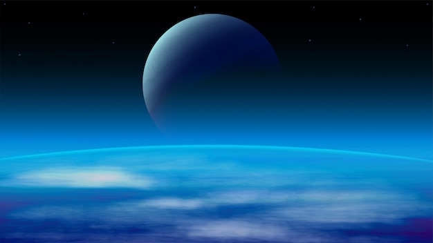 Uma paisagem cósmica com grandes planetas e espaço escuro. ilustração realista do espaço aberto