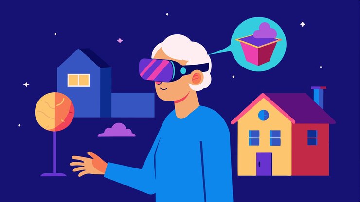 Vetor uma pessoa com demência é capaz de visitar virtualmente a casa da sua infância com a ajuda de