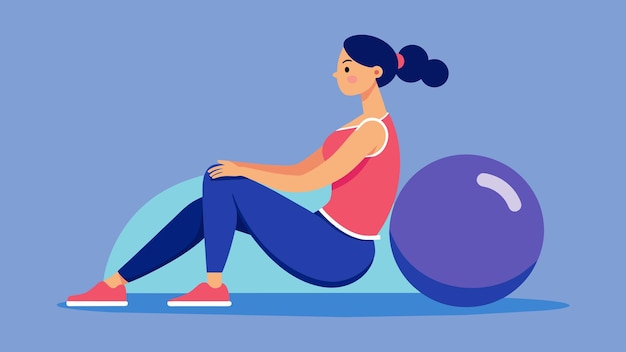 Uma pessoa sentada em uma bola de estabilidade realizando o exercício de pilates para melhorar o núcleo