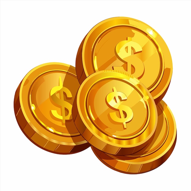 uma pilha de moedas de ouro com as palavras " dólar " sobre elas