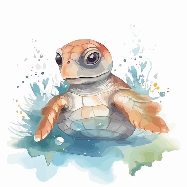Vetor uma pintura a aquarela de uma tartaruga