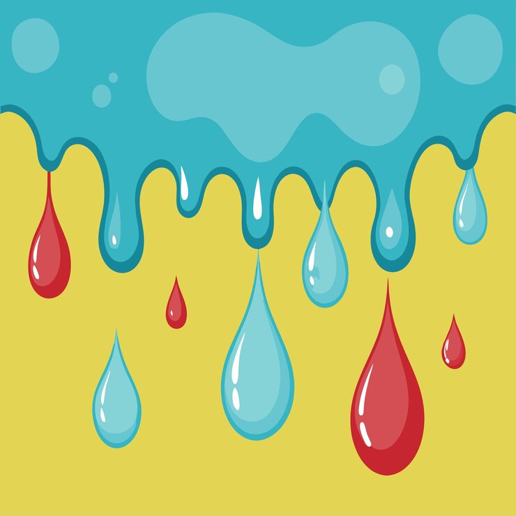 Vetor uma pintura de gotas de água com a palavra "chuva" citada