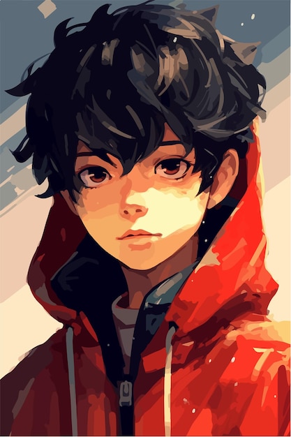 Uma pintura de um menino estilo anime vector ilustração pincel digital