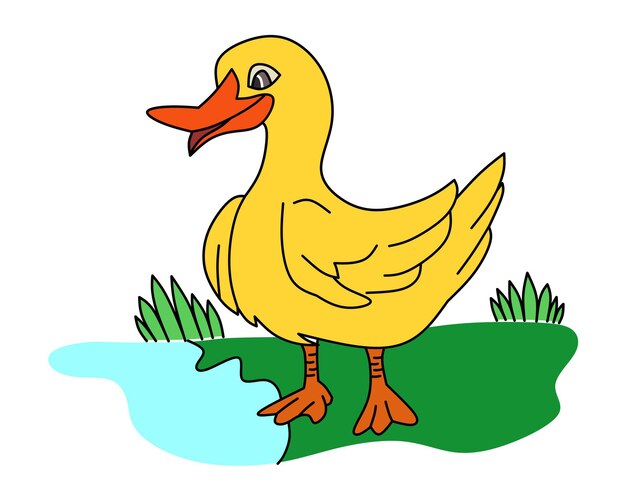 Uma pintura de um pato com uma folha verde sobre ele ilustração vetorial