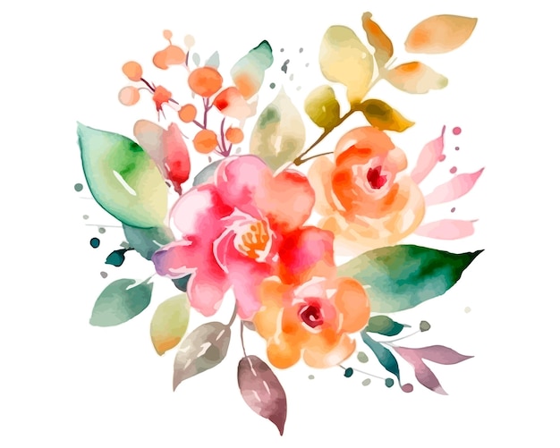 Uma pintura em aquarela de um buquê de flores.