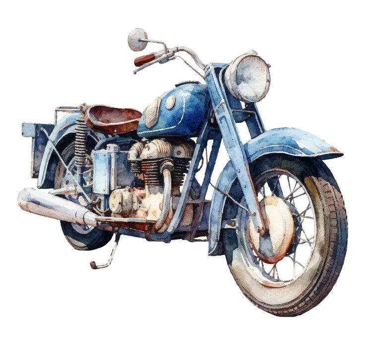 Vetor uma pintura em aquarela de uma motocicleta vintage.