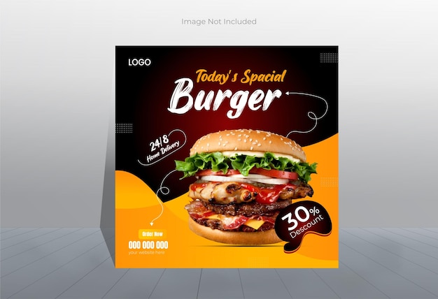 Uma placa que diz o hambúrguer especial de hoje.
