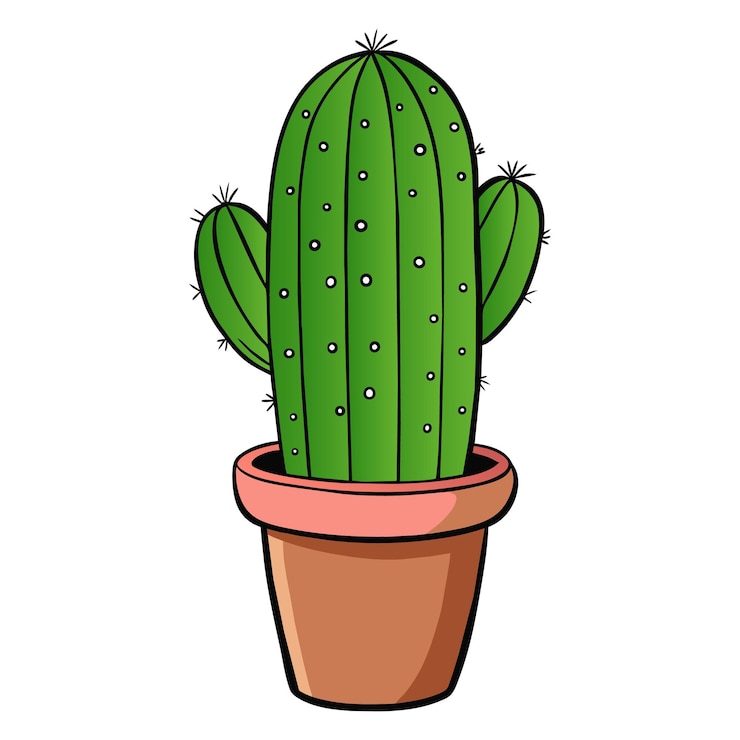 Vetor uma planta de cacto com um fundo branco e um desenho de um cacto