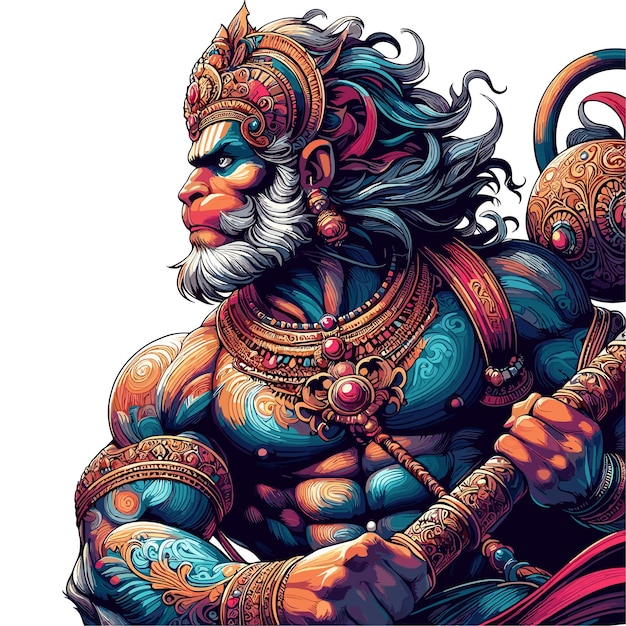 Vetor uma poderosa ilustração vetorial de hanuman bajarangbali kashtbhanjan dev balaji pavanputra