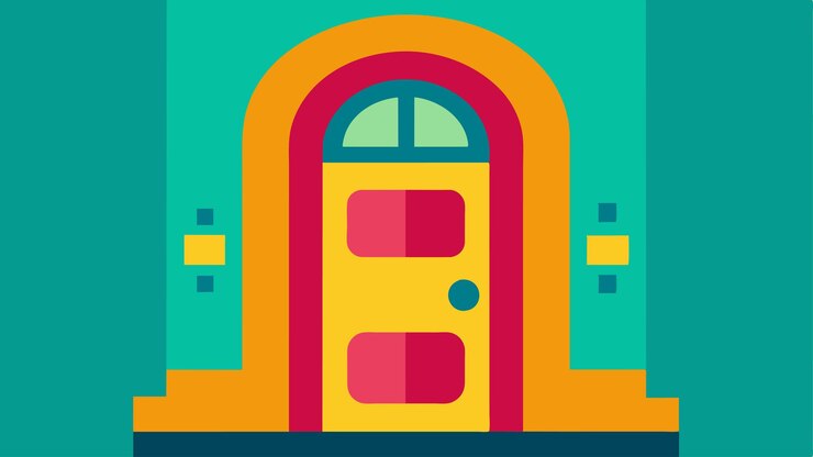 Vetor uma porta de entrada de cores brilhantes com um grande número de casa fácil de ler para ajudar as pessoas com demência a reconhecer e localizar sua casa ilustração vetorial