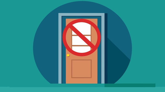 Vetor uma porta fechada com um sinal de não solicitação simbolizando a proteção dos estudantes contra credores agressivos