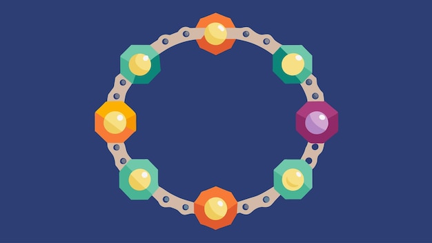 Vetor uma pulseira minimalista feita de cadeias de bicicleta reutilizadas e cristais de origem ética