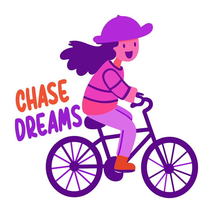 Vetor uma rapariga anda de bicicleta com a palavra " chasers ".