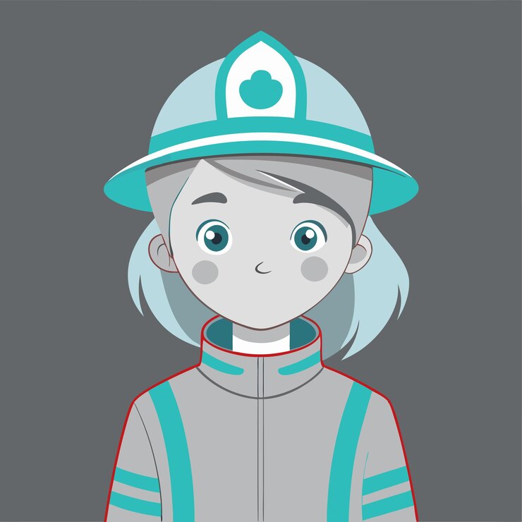 Vetor uma rapariga com um capacete e um coração.