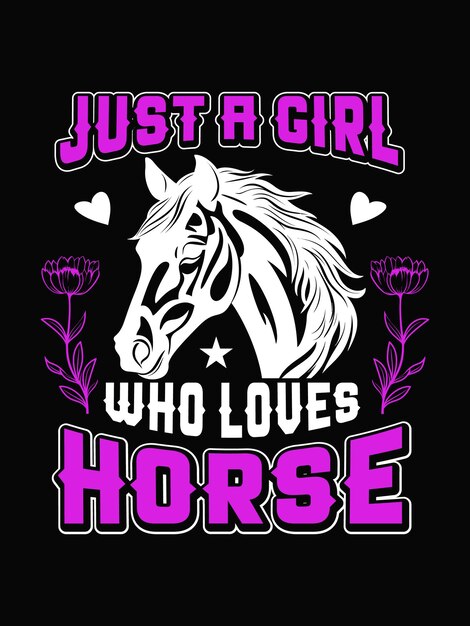 Vetor uma rapariga que adora camisetas de cavalo e design de cartazes.