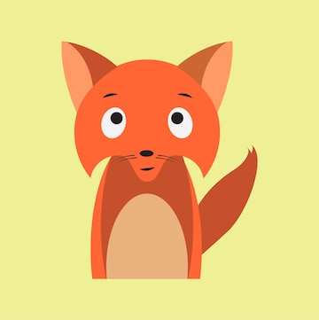 Uma raposa de desenho animado com nariz grande e olhos grandes