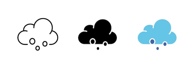 Uma representação de nuvens de chuva simbolizando a chegada da precipitação A imagem evoca sentimentos de frescor e renovação Conjunto vetorial de ícones em estilos de linha preta e colorida isolados