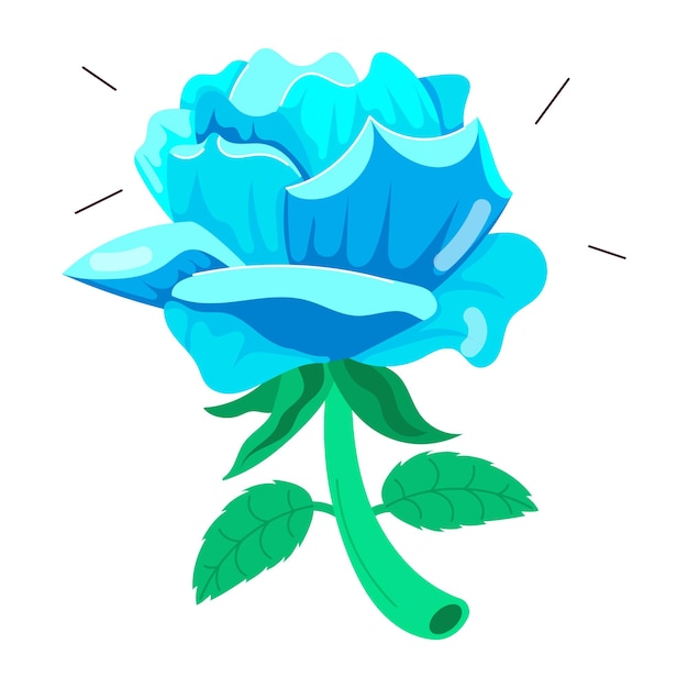 uma rosa azul com um caule verde e uma flor azul