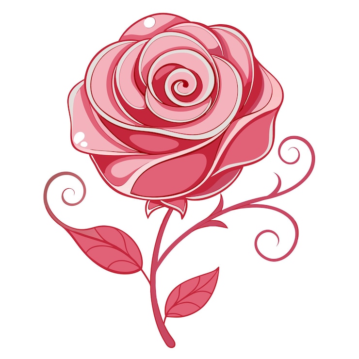 Vetor uma rosa vermelha com um desenho em espiral