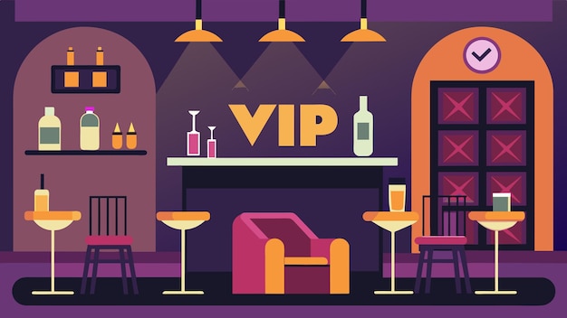 Vetor uma sala vip para hóspedes vip com um bar privado e caudas exclusivas inspiradas nos melhores sucessos de