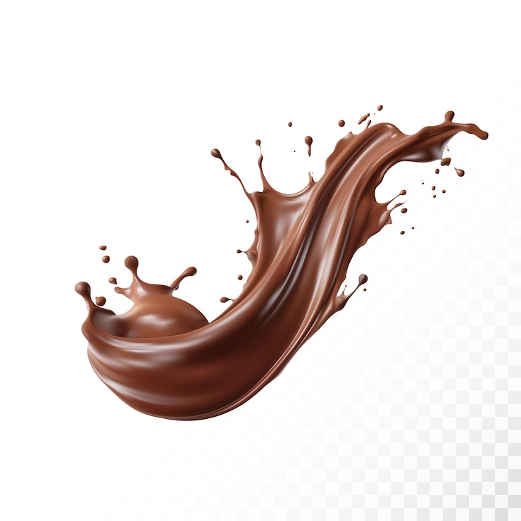 Vetor uma salpicada de chocolate com uma salpica de leite sobre um fundo transparente
