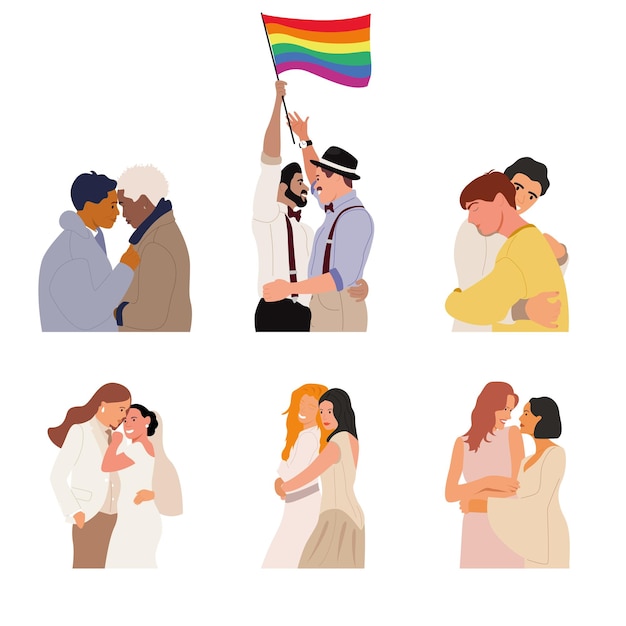 Uma série de ilustrações para o mês do orgulho lgbtq.