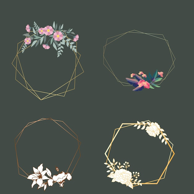 uma série de imagens de flores e folhas