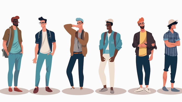 Vetor uma série de imagens de homens em diferentes poses