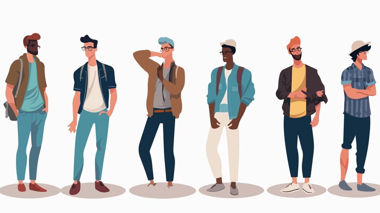 Vetor uma série de imagens de homens em diferentes poses