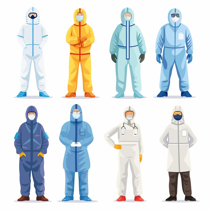Vetor uma série de imagens de pessoas vestindo equipamentos de proteção e o número 3