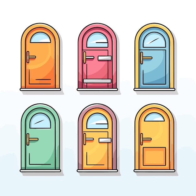 Vetor uma série de janelas coloridas com portas de cores diferentes.