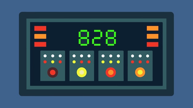 Uma série de luzes led em um painel de controle cada um representando um aspecto diferente do tempo real