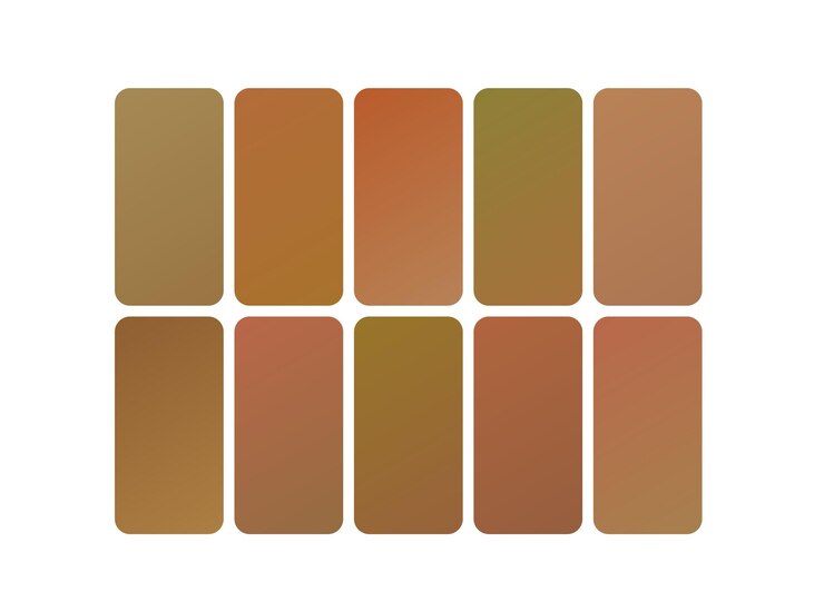 Vetor uma série de quadrados de cores diferentes com um padrão marrom e verde