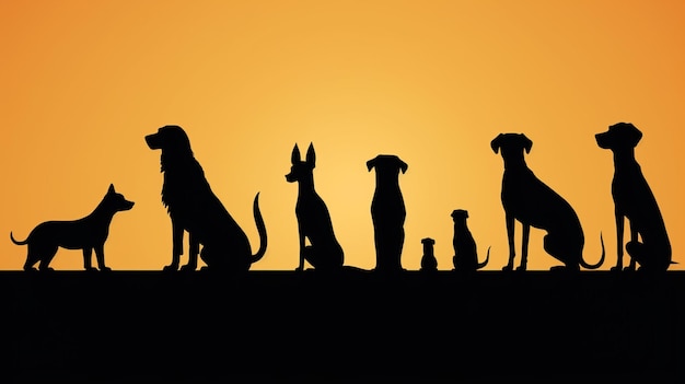 Vetor uma silhueta de cães e suas sombras com um sendo o outro com o outro