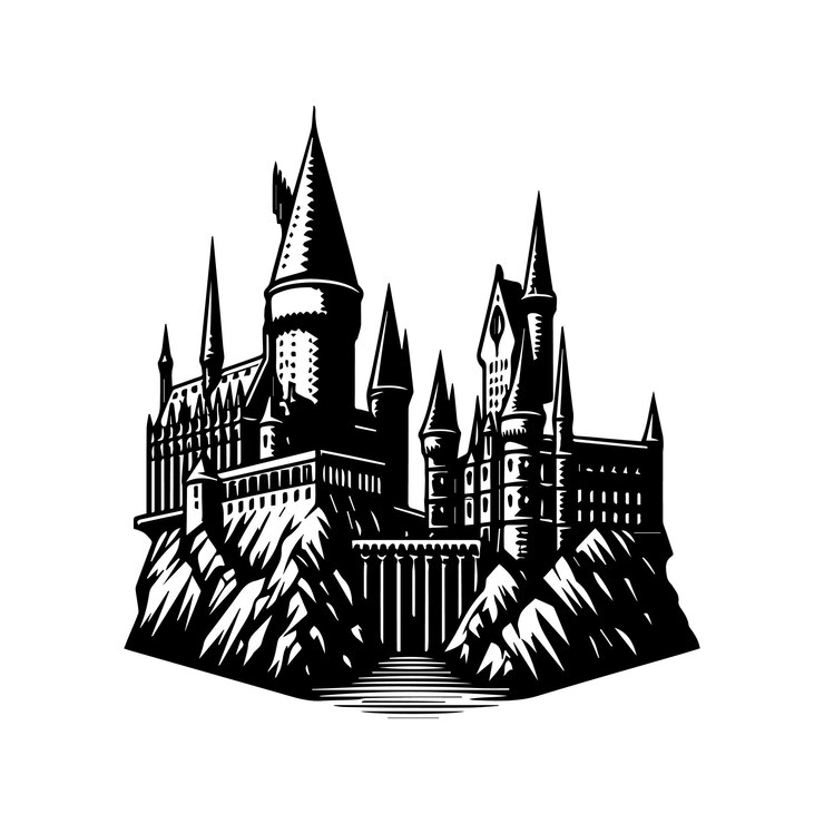 Vetor uma silhueta de ilustração vetorial de um castelo