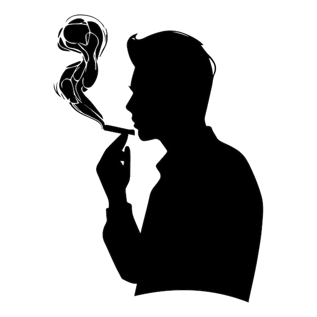 uma silhueta de vetor de fumo de homem