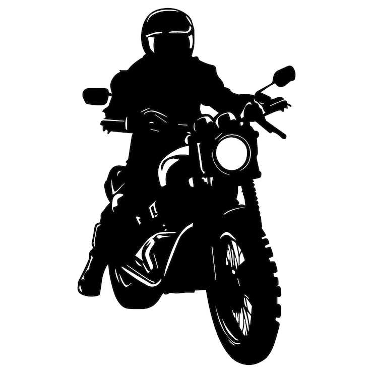 Vetor uma silhueta de vetor de motociclista
