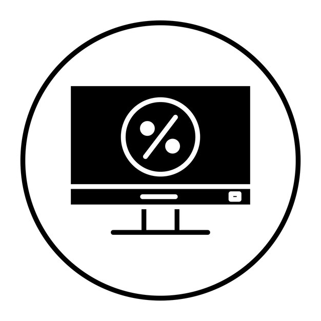 uma tela de computador com um símbolo redondo e um botão redondo com um círculo com um círcolo com um adesivo nele