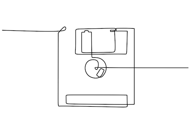 Uma única linha contínua de disquete isolada no fundo branco