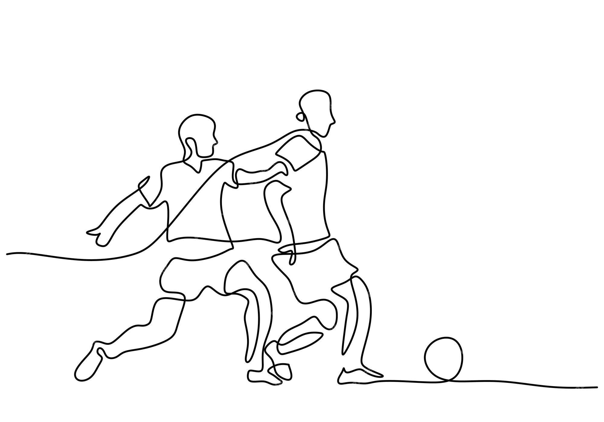 Desenho de menino jogando futebol no fundo branco