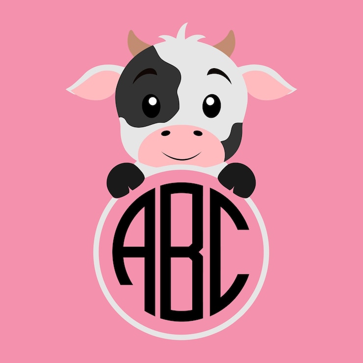 Vetor uma vaca com um círculo escrito abc