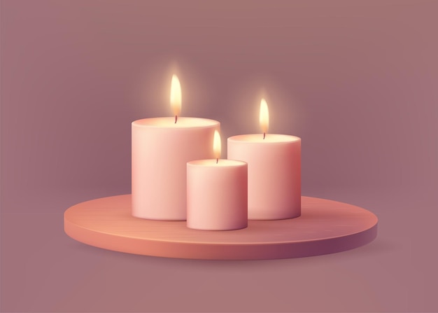 Uma vela brilhante realista com uma chama brilhante perfeita para o Natal ou ocasiões românticas