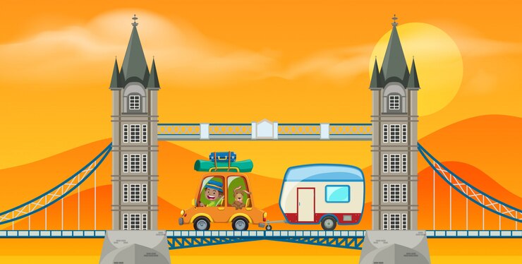 Vetor uma viagem de homem para a ponte de londres