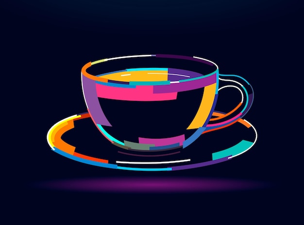 Uma xícara ou caneca de bebida quente Uma xícara de café xícara de chá desenho colorido abstrato