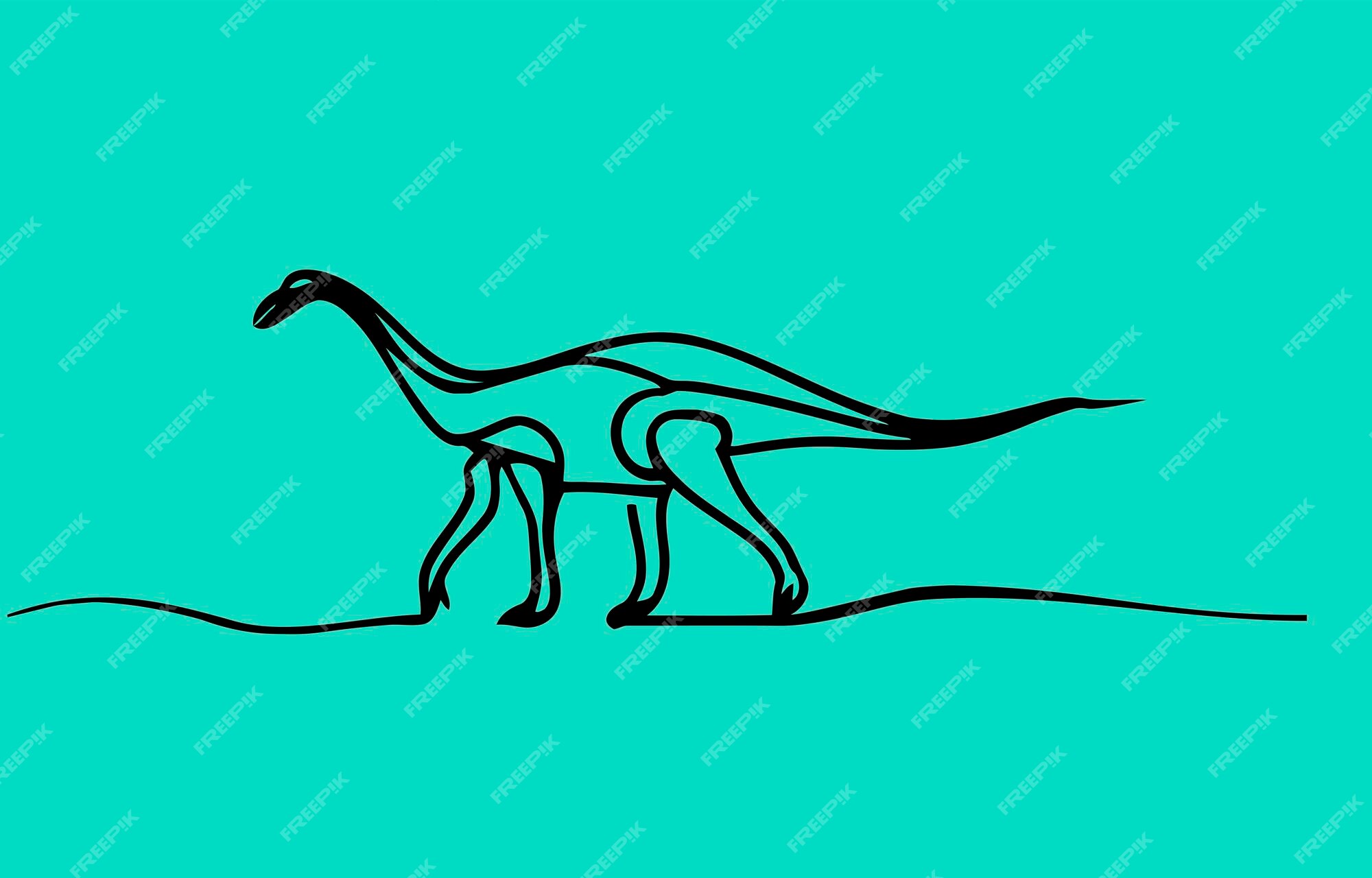 Desenho Realista Dinossauro Brontossauro Gigante Ilustração