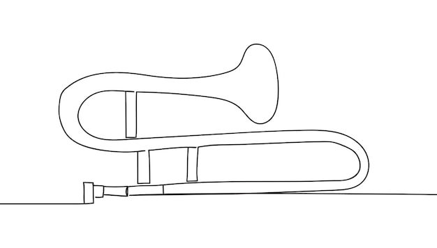 Único desenho de linha contínua de trombone clássico