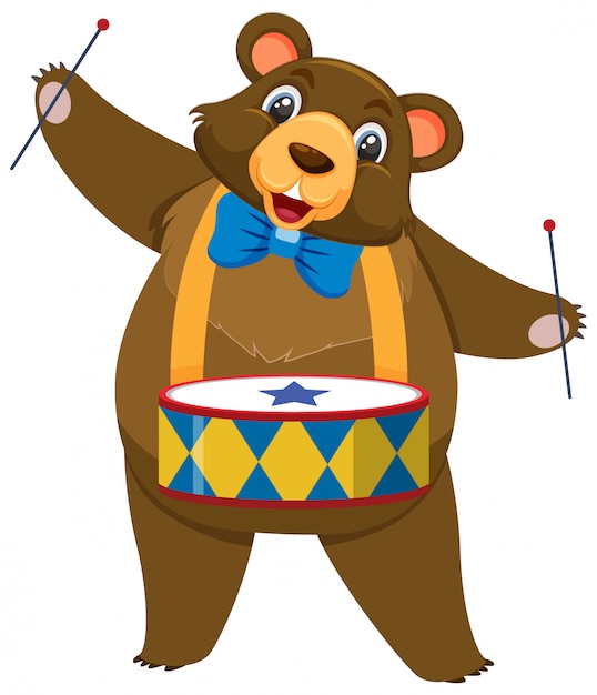 Vetor Único personagem de urso de circo em fundo branco