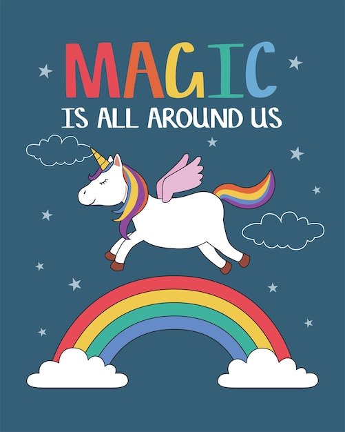 Unicorn Fying Over the Rainbow