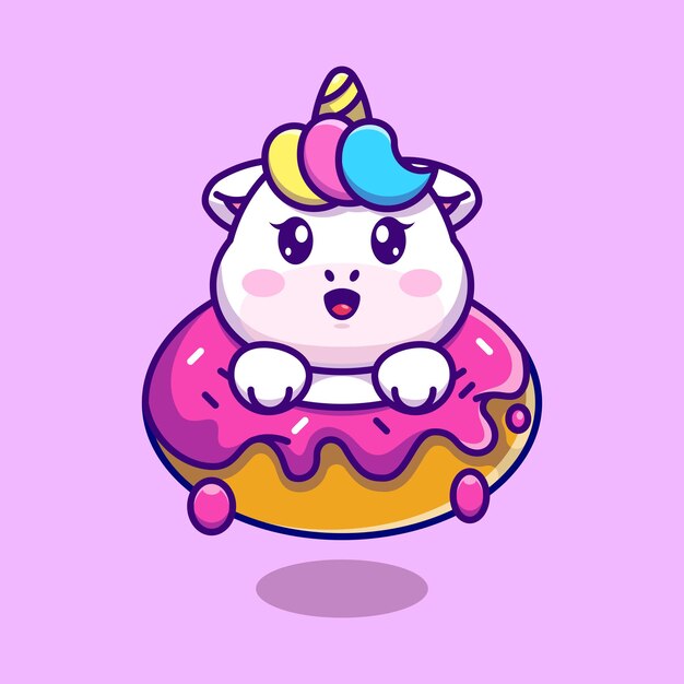 Unicórnio fofo com desenho de donut