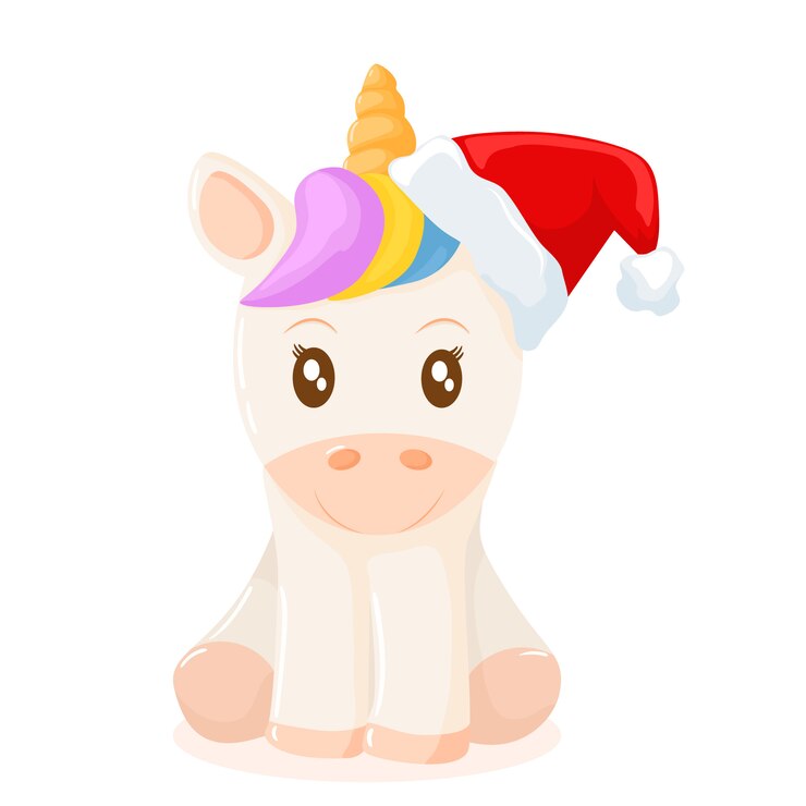 Unicórnio pequeno com chapéu de Natal